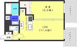 札幌市営東西線 西18丁目駅 徒歩1分の賃貸マンション 5階1LDKの間取り