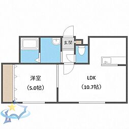 札幌市営東西線 発寒南駅 徒歩8分の賃貸マンション 3階1LDKの間取り