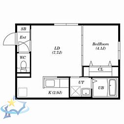 札幌市営東西線 発寒南駅 徒歩6分の賃貸マンション 4階1LDKの間取り