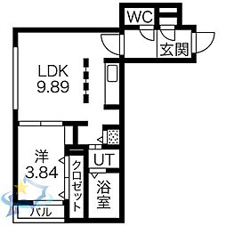 札幌市営東西線 西11丁目駅 徒歩13分の賃貸マンション 3階1LDKの間取り