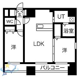 札幌市営南北線 中島公園駅 徒歩2分の賃貸マンション 12階2LDKの間取り