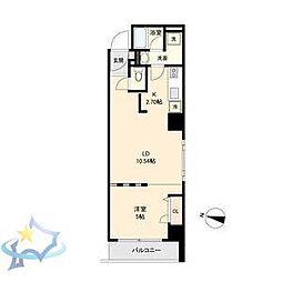札幌市営東西線 バスセンター前駅 徒歩5分の賃貸マンション 2階1LDKの間取り