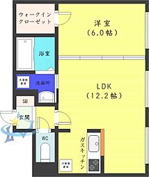 札幌市営東西線 西11丁目駅 徒歩10分の賃貸マンション 5階1LDKの間取り