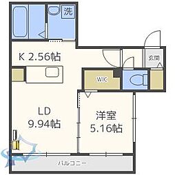 札幌市電2系統 西線11条駅 徒歩7分の賃貸マンション 3階1LDKの間取り
