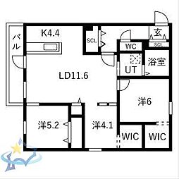 札幌市中央区南六条西13丁目マンション 3LDKの間取図画像
