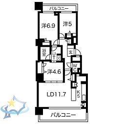 ライオンズ札幌クロスタウン 3LDKの間取図画像