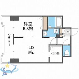 札幌市営南北線 中島公園駅 徒歩8分の賃貸マンション 14階1LDKの間取り