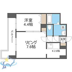 札幌市営南北線 さっぽろ駅 徒歩5分の賃貸マンション 15階1LDKの間取り