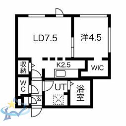 札幌市営東西線 西11丁目駅 徒歩9分の賃貸マンション 5階1LDKの間取り