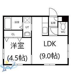 札幌市営東西線 円山公園駅 徒歩12分の賃貸マンション 3階1LDKの間取り