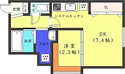 札幌市営東西線 西11丁目駅 徒歩10分の賃貸マンション 5階1DKの間取り