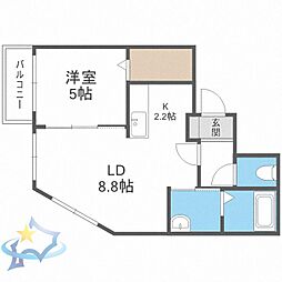 JR函館本線 桑園駅 徒歩9分の賃貸マンション 1階1LDKの間取り