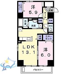 札幌市営南北線 すすきの駅 徒歩10分の賃貸マンション 2階2LDKの間取り
