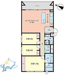 札幌市営東西線 西28丁目駅 徒歩29分の賃貸マンション 2階3LDKの間取り