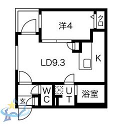 札幌市営東西線 西28丁目駅 徒歩1分の賃貸マンション 4階1LDKの間取り