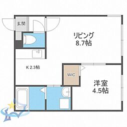 札幌市営東西線 二十四軒駅 徒歩13分の賃貸マンション 4階1LDKの間取り