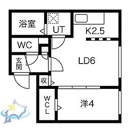 札幌市営南北線 幌平橋駅 徒歩13分の賃貸マンション 1階1LDKの間取り