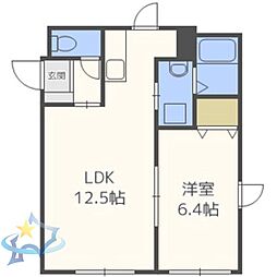 札幌市営東西線 西18丁目駅 徒歩8分の賃貸マンション 4階1LDKの間取り