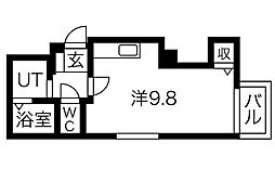 札幌市営南北線 すすきの駅 徒歩7分の賃貸マンション 2階ワンルームの間取り