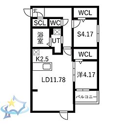 札幌市中央区南二十四条西7丁目マンション 2LDKの間取図画像