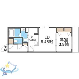 札幌市営東西線 西18丁目駅 徒歩8分の賃貸マンション 4階1LDKの間取り