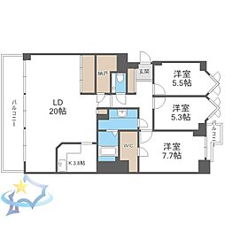 円山坂下シティハウス 3LDKの間取図画像