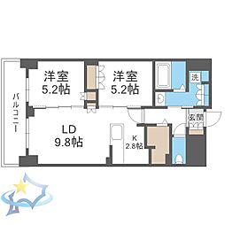 札幌市中央区北三条西12丁目マンション 2LDKの間取図画像