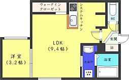 Aqua blue 1LDKの間取図画像