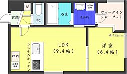 レブニーズザ・レジデンス二十四軒ファースト 1LDKの間取図画像