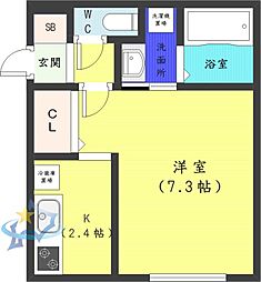 アップファーレン南5条 1Kの間取図画像