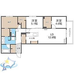 札幌市中央区南五条西11丁目マンション 2SLDKの間取図画像