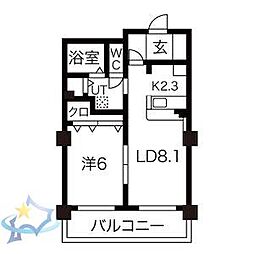 HGS山鼻 1LDKの間取図画像