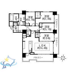 クリオ円山鳥居前 4LDKの間取図画像