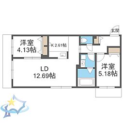 SーRESIDENCE医大南altier 2LDKの間取図画像