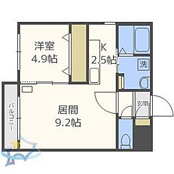 ラウレア八軒 1LDKの間取図画像