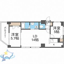 ビッグパレス中島公園リバーサイドB棟 2LDKの間取図画像
