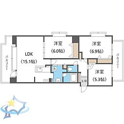 サンタの館裏参道 3LDKの間取図画像
