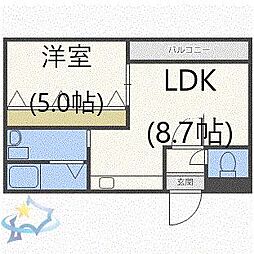 グランディール南五条 1LDKの間取図画像