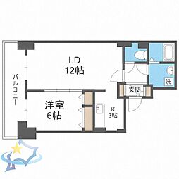 ティアラタワー中島倶楽部 1LDKの間取図画像