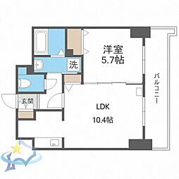ティアラタワー中島倶楽部 1LDKの間取図画像