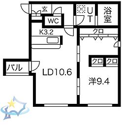 ピュア・ステージ円山 1LDKの間取図画像