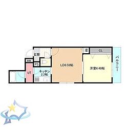 プレシオン南9条 1LDKの間取図画像