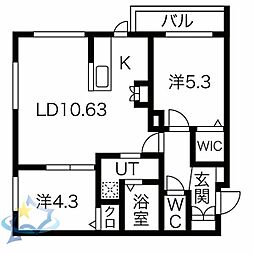 PinoKitamaruyama 2LDKの間取図画像