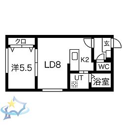 グランループ西野 1LDKの間取図画像