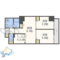 ビッグパレス南6条 2LDKの間取図画像