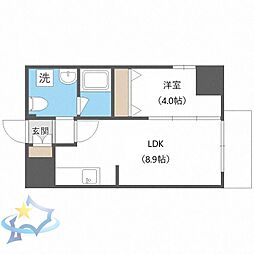 シティーコート北1条 1LDKの間取図画像