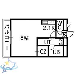 セントポーリア七番館 1Kの間取図画像