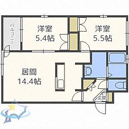 フォレスト宮の澤 2LDKの間取図画像