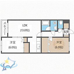 ドエル西町 2LDKの間取図画像