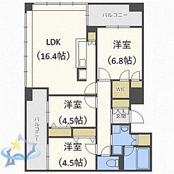 ラフィネタワー札幌南3条 3LDKの間取図画像